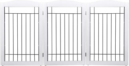 Spirich Freestanding Wire Pet Gate for Dogs, 30 inches Tall Dog Gate for The Houes, Doorway, Stairs, Pet Puppy Safety Fence,Set of Support Feet Included (Espresso, 4 Panels) ASIN: B07T8Z8NKL