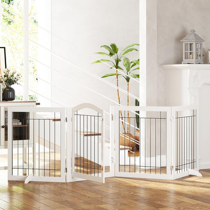 Spirich Freestanding Wire Pet Gate for Dogs, 30 inches Tall Dog Gate for The Houes, Doorway, Stairs, Pet Puppy Safety Fence,Set of Support Feet Included (Espresso, 4 Panels) ASIN: B07T8Z8NKL
