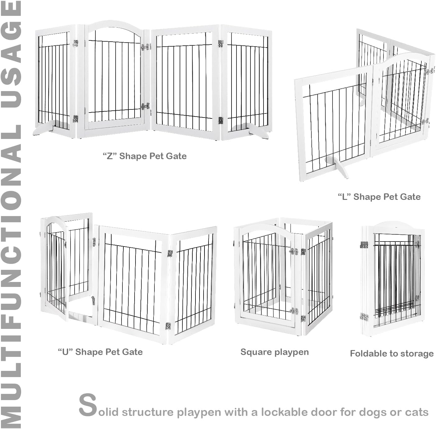 Spirich Freestanding Wire Pet Gate for Dogs, 30 inches Tall Dog Gate for The Houes, Doorway, Stairs, Pet Puppy Safety Fence,Set of Support Feet Included (Espresso, 4 Panels) ASIN: B07T8Z8NKL