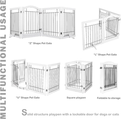 Spirich Freestanding Wire Pet Gate for Dogs, 30 inches Tall Dog Gate for The Houes, Doorway, Stairs, Pet Puppy Safety Fence,Set of Support Feet Included (Espresso, 4 Panels) ASIN: B07T8Z8NKL