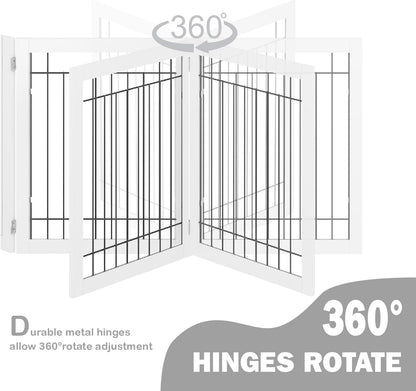 Spirich Freestanding Wire Pet Gate for Dogs, 30 inches Tall Dog Gate for The Houes, Doorway, Stairs, Pet Puppy Safety Fence,Set of Support Feet Included (Espresso, 4 Panels) ASIN: B07T8Z8NKL
