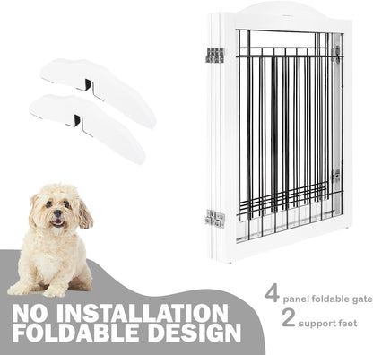 Spirich Freestanding Wire Pet Gate for Dogs, 30 inches Tall Dog Gate for The Houes, Doorway, Stairs, Pet Puppy Safety Fence,Set of Support Feet Included (Espresso, 4 Panels) ASIN: B07T8Z8NKL