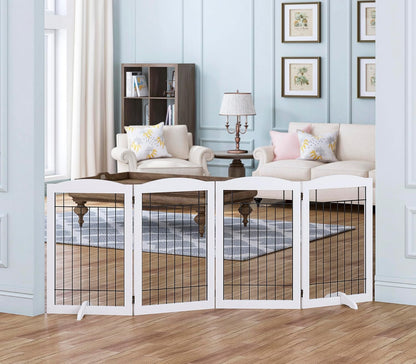 Spirich Freestanding Wire Pet Gate for Dogs, 30 inches Tall Dog Gate for The Houes, Doorway, Stairs, Pet Puppy Safety Fence,Set of Support Feet Included (Espresso, 4 Panels) ASIN: B07T8Z8NKL