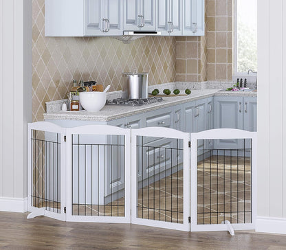 Spirich Freestanding Wire Pet Gate for Dogs, 30 inches Tall Dog Gate for The Houes, Doorway, Stairs, Pet Puppy Safety Fence,Set of Support Feet Included (Espresso, 4 Panels) ASIN: B07T8Z8NKL