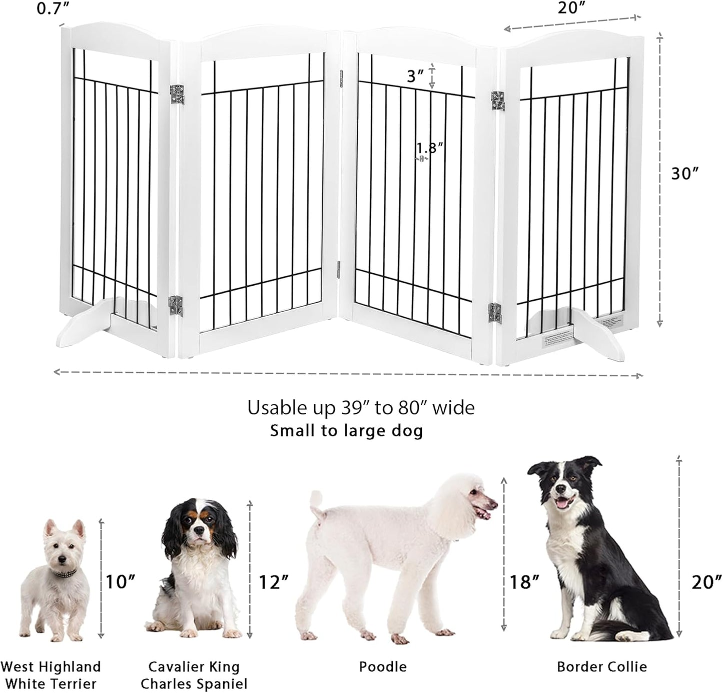 Spirich Freestanding Wire Pet Gate for Dogs, 30 inches Tall Dog Gate for The Houes, Doorway, Stairs, Pet Puppy Safety Fence,Set of Support Feet Included (Espresso, 4 Panels) ASIN: B07T8Z8NKL