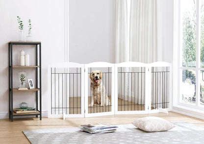 Spirich Freestanding Wire Pet Gate for Dogs, 30 inches Tall Dog Gate for The Houes, Doorway, Stairs, Pet Puppy Safety Fence,Set of Support Feet Included (Espresso, 4 Panels) ASIN: B07T8Z8NKL