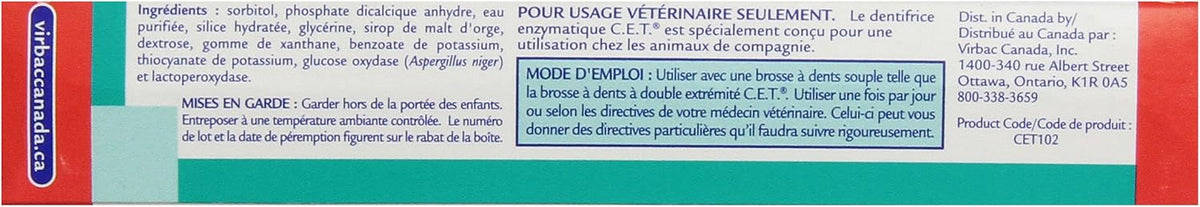 C.E.T. Enzymatic Toothpaste for Dogs and Cats, Poultry, 2.5oz | Plaque and tartar control for fresh breath, pet dental care toothpaste, Dual enzyme system, poultry flavored toothpaste