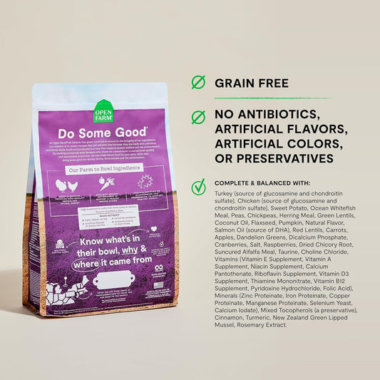 Grain Free Dry Dog Food, Senior Dog Kibble, 22lb Bag