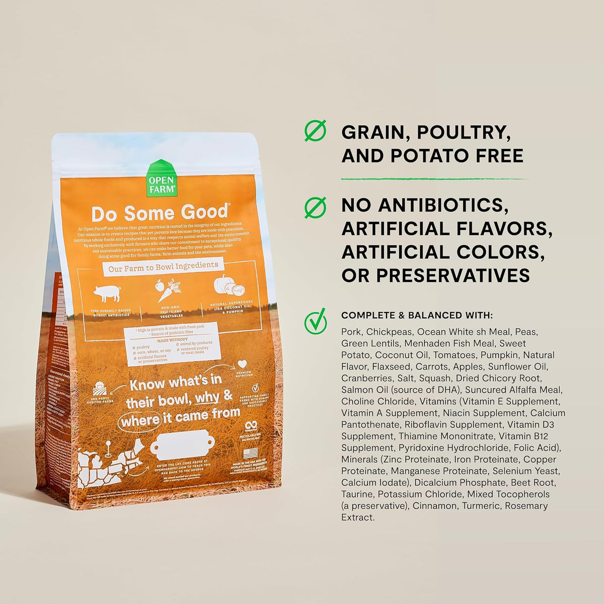 Grain Free Dry Dog Food, Senior Dog Kibble, 22lb Bag