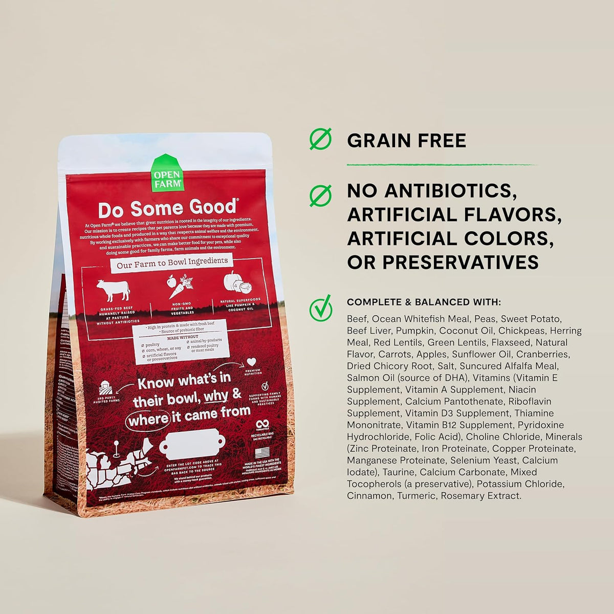 Grain Free Dry Dog Food, Senior Dog Kibble, 22lb Bag