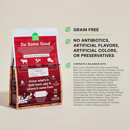 Grain Free Dry Dog Food, Senior Dog Kibble, 22lb Bag