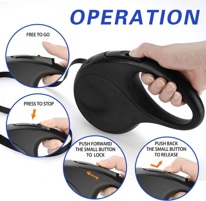 Retractable Dog Leash, 26 Feet Dog Leash for Small to Large Dogs up to 110lbs, Anti-Slip Handle One Button Lock and Release, Heavy Duty 360° Tangle-Free
