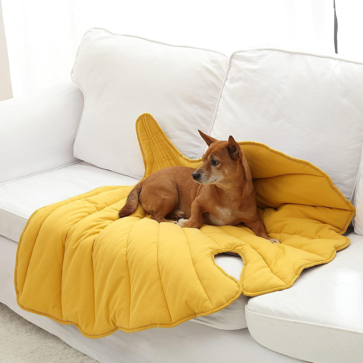 56x42 Inch Leaf Shaped Cotton Dog Blanket, Extra Large Pet Blanket for Small Medium Large Dogs, Machine Washable Puppy Mat for Couch Protection, Soft Plush Dog Bed for Furniture, Sofa, Floor