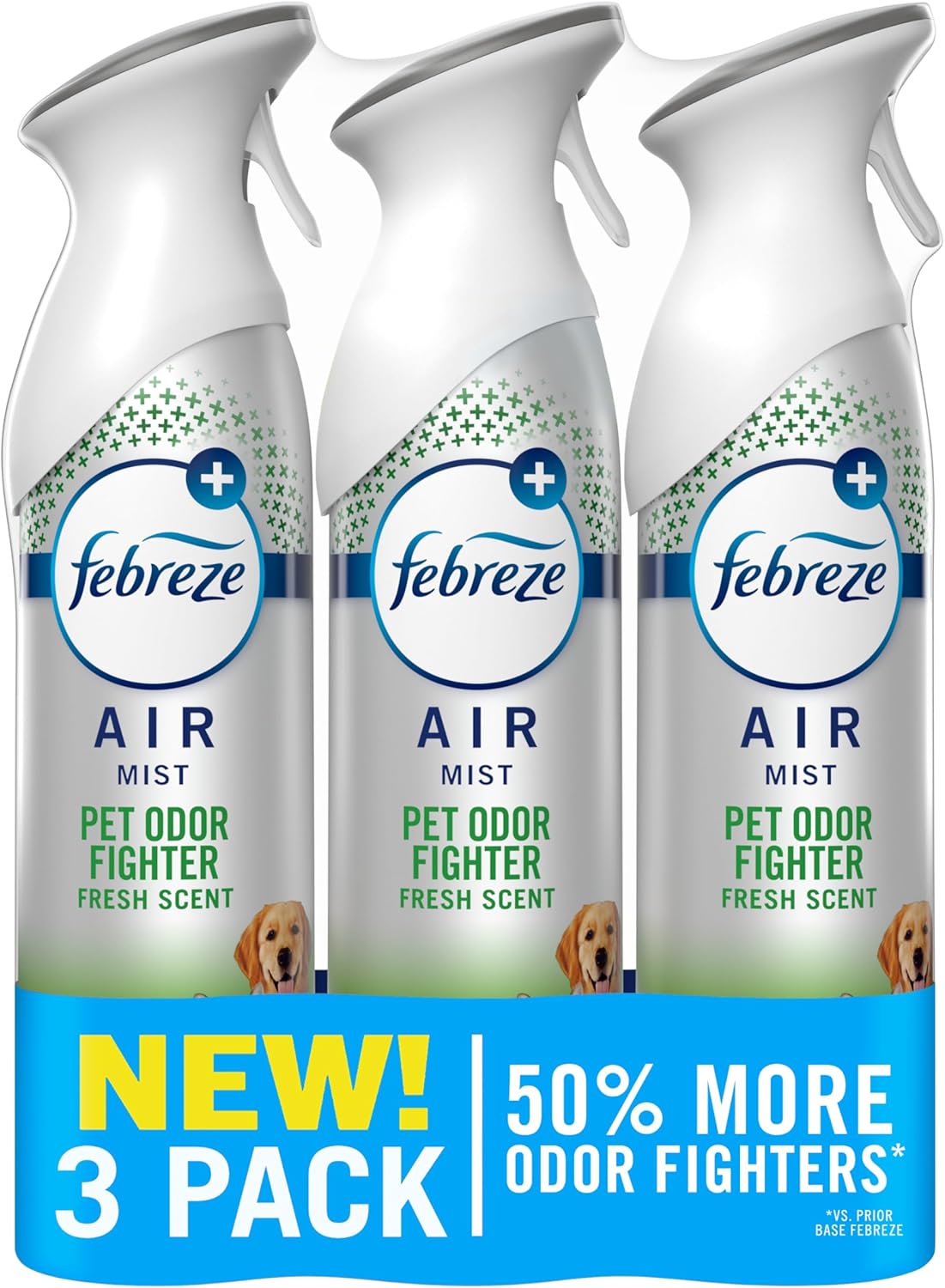 Air Mist, Air Freshener Spray, Odor Fighting Room Spray, Deodorizer for Home Bathroom Kitchen Apartment, Pet Odor Fighter Fresh Scent, 8.1oz (Pack of 3)