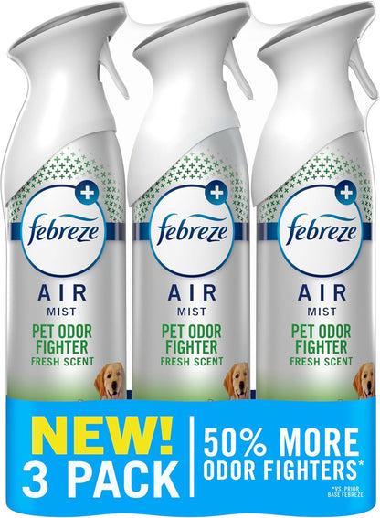 Air Mist, Air Freshener Spray, Odor Fighting Room Spray, Deodorizer for Home Bathroom Kitchen Apartment, Pet Odor Fighter Fresh Scent, 8.1oz (Pack of 3)