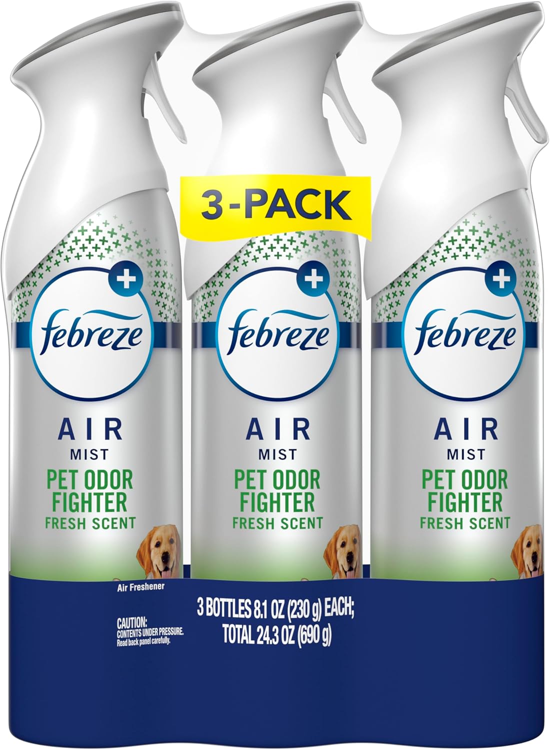 Air Mist, Air Freshener Spray, Odor Fighting Room Spray, Deodorizer for Home Bathroom Kitchen Apartment, Pet Odor Fighter Fresh Scent, 8.1oz (Pack of 3)