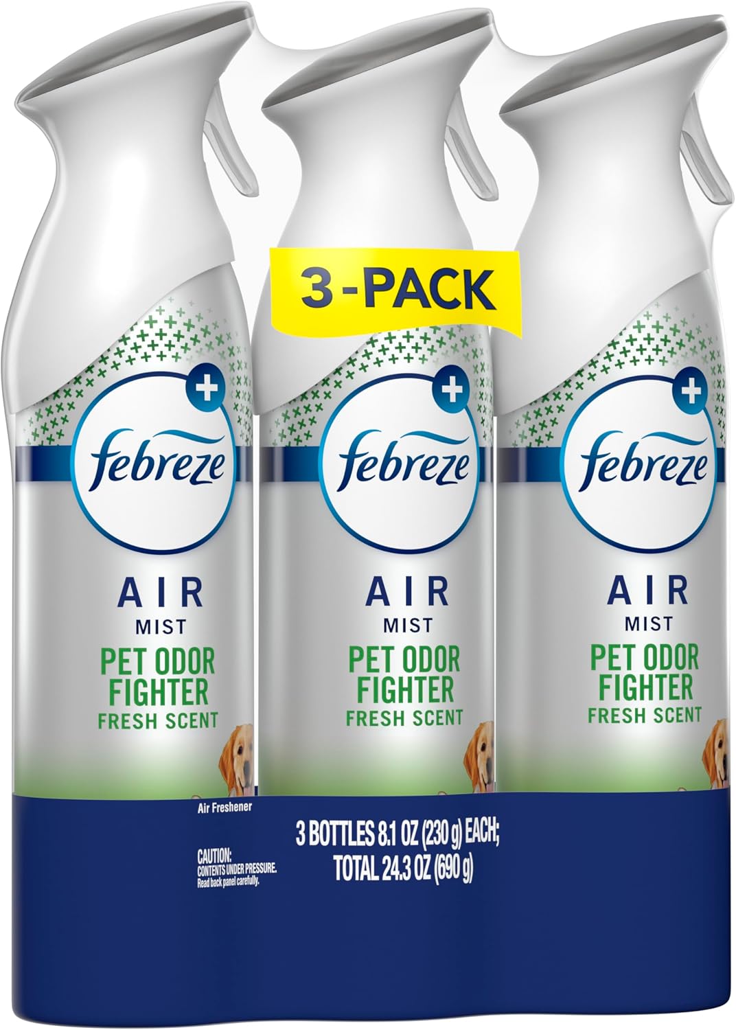 Air Mist, Air Freshener Spray, Odor Fighting Room Spray, Deodorizer for Home Bathroom Kitchen Apartment, Pet Odor Fighter Fresh Scent, 8.1oz (Pack of 3)