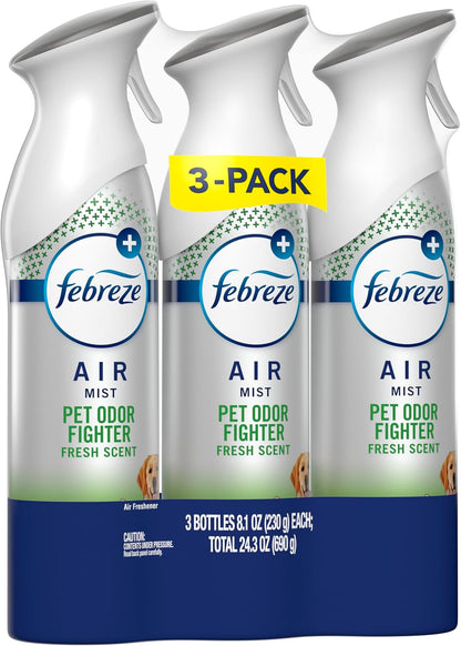 Air Mist, Air Freshener Spray, Odor Fighting Room Spray, Deodorizer for Home Bathroom Kitchen Apartment, Pet Odor Fighter Fresh Scent, 8.1oz (Pack of 3)