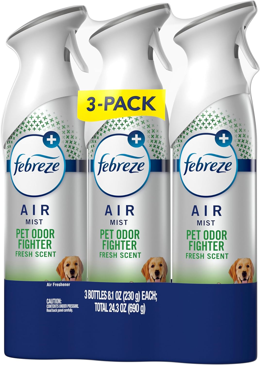 Air Mist, Air Freshener Spray, Odor Fighting Room Spray, Deodorizer for Home Bathroom Kitchen Apartment, Pet Odor Fighter Fresh Scent, 8.1oz (Pack of 3)