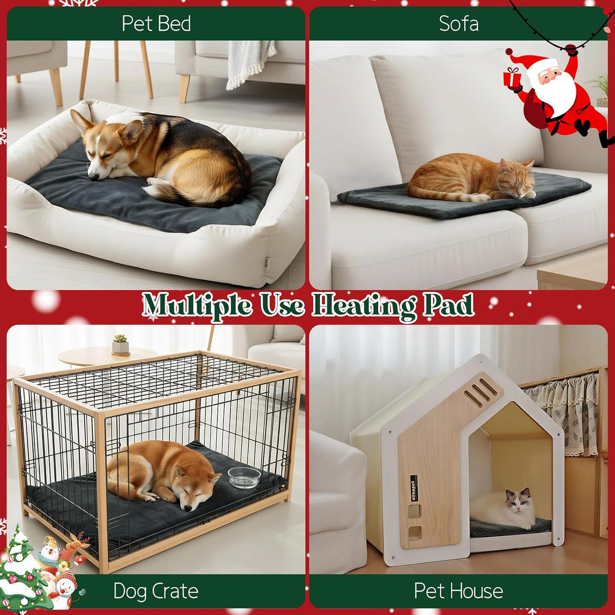 Pet Heating Pad Indoor 18"x28", Heated Dog Cat Bed with 12 Temp Settings & Timer, Waterproof Outdoor Heated Mat for Feral Cats, Chew Resistant Cord, Machine Washable Cover (Large)