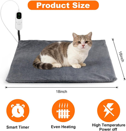 18 x 18 Inch Cat Heating Pad with 9 Temperature Settings