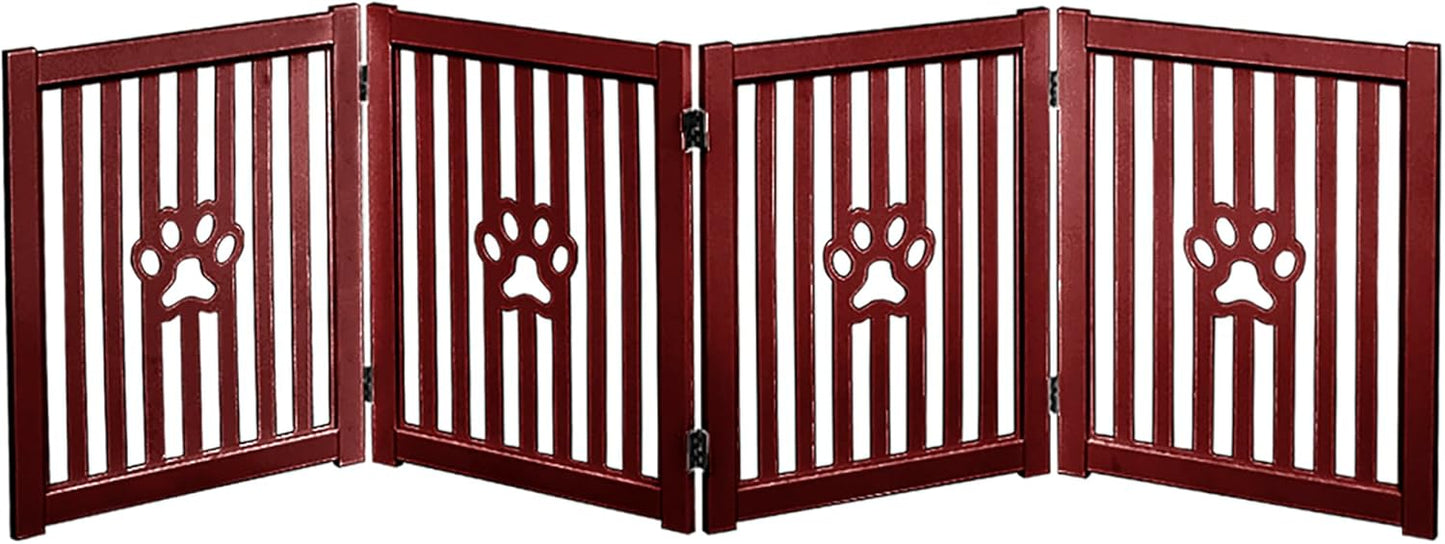 Pet Gate, Wooden Free Standing Dog Gate for Small Dogs and Cats. Great Folding Fence for Doorways, Halls, Stairs. White