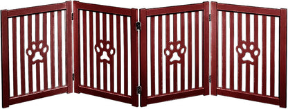 Pet Gate, Wooden Free Standing Dog Gate for Small Dogs and Cats. Great Folding Fence for Doorways, Halls, Stairs. White
