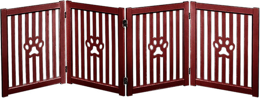Pet Gate, Wooden Free Standing Dog Gate for Small Dogs and Cats. Great Folding Fence for Doorways, Halls, Stairs. White