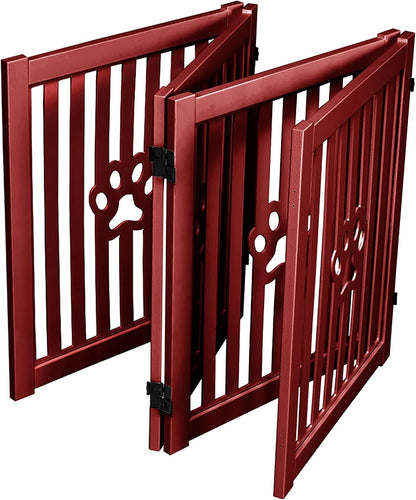 Pet Gate, Wooden Free Standing Dog Gate for Small Dogs and Cats. Great Folding Fence for Doorways, Halls, Stairs. White