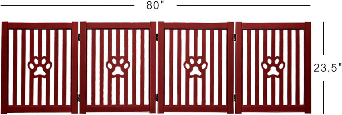 Pet Gate, Wooden Free Standing Dog Gate for Small Dogs and Cats. Great Folding Fence for Doorways, Halls, Stairs. White