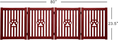 Pet Gate, Wooden Free Standing Dog Gate for Small Dogs and Cats. Great Folding Fence for Doorways, Halls, Stairs. White