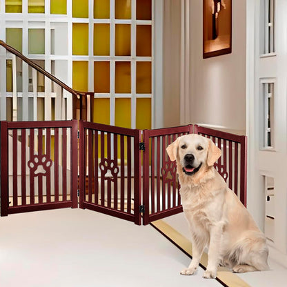 Pet Gate, Wooden Free Standing Dog Gate for Small Dogs and Cats. Great Folding Fence for Doorways, Halls, Stairs. White