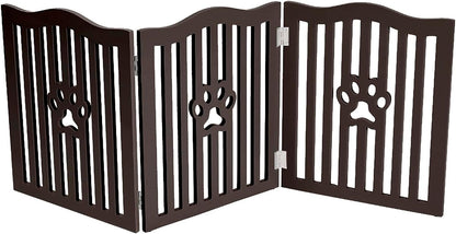 Pet Gate, Wooden Free Standing Dog Gate for Small Dogs and Cats. Great Folding Fence for Doorways, Halls, Stairs. White