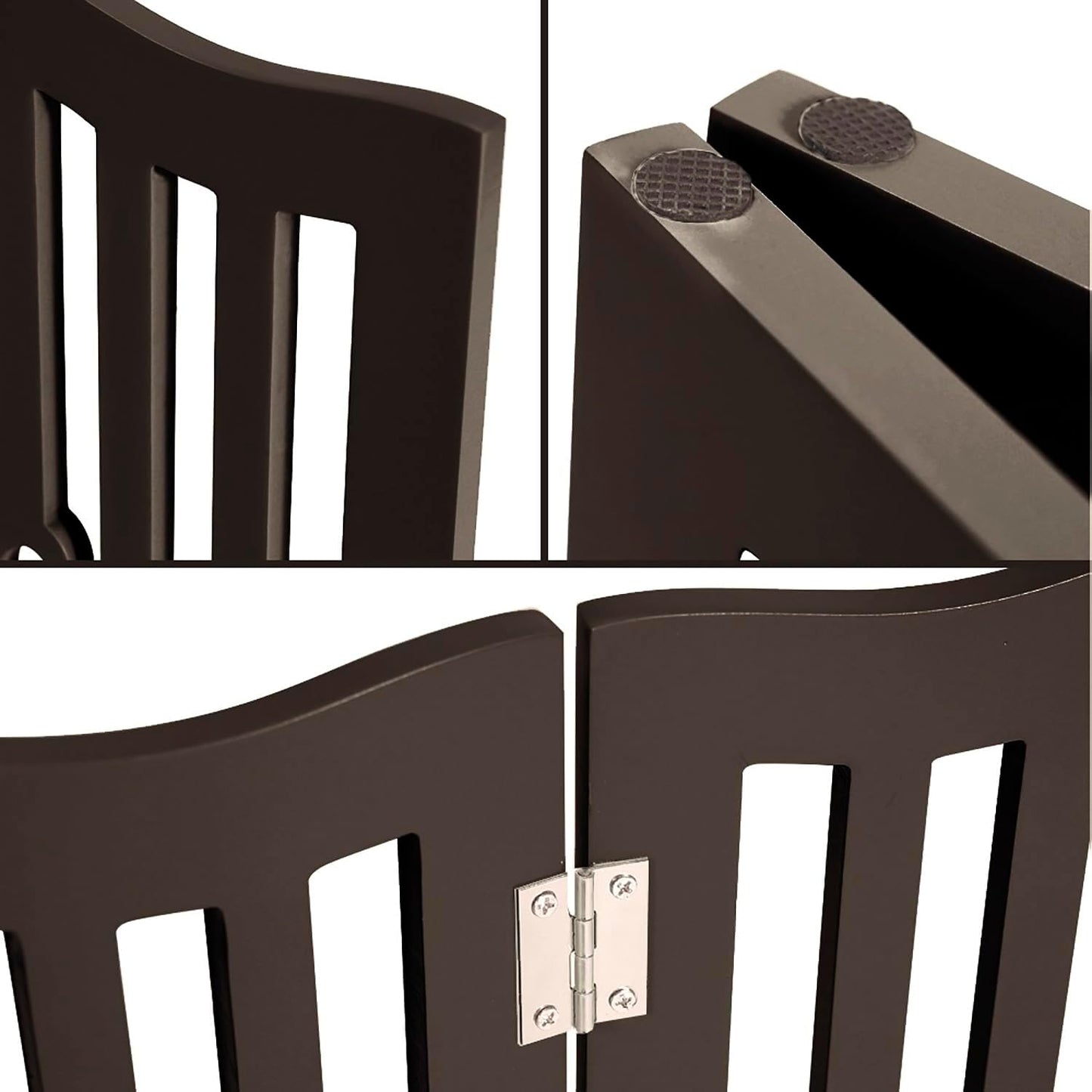 Pet Gate, Wooden Free Standing Dog Gate for Small Dogs and Cats. Great Folding Fence for Doorways, Halls, Stairs. White