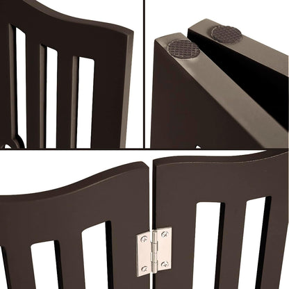 Pet Gate, Wooden Free Standing Dog Gate for Small Dogs and Cats. Great Folding Fence for Doorways, Halls, Stairs. White