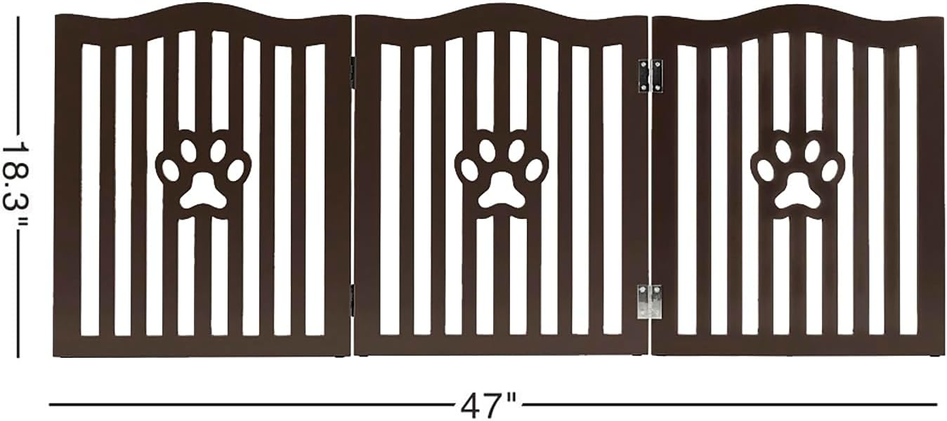 Pet Gate, Wooden Free Standing Dog Gate for Small Dogs and Cats. Great Folding Fence for Doorways, Halls, Stairs. White