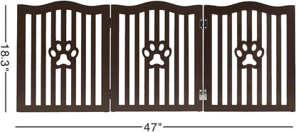 Pet Gate, Wooden Free Standing Dog Gate for Small Dogs and Cats. Great Folding Fence for Doorways, Halls, Stairs. White