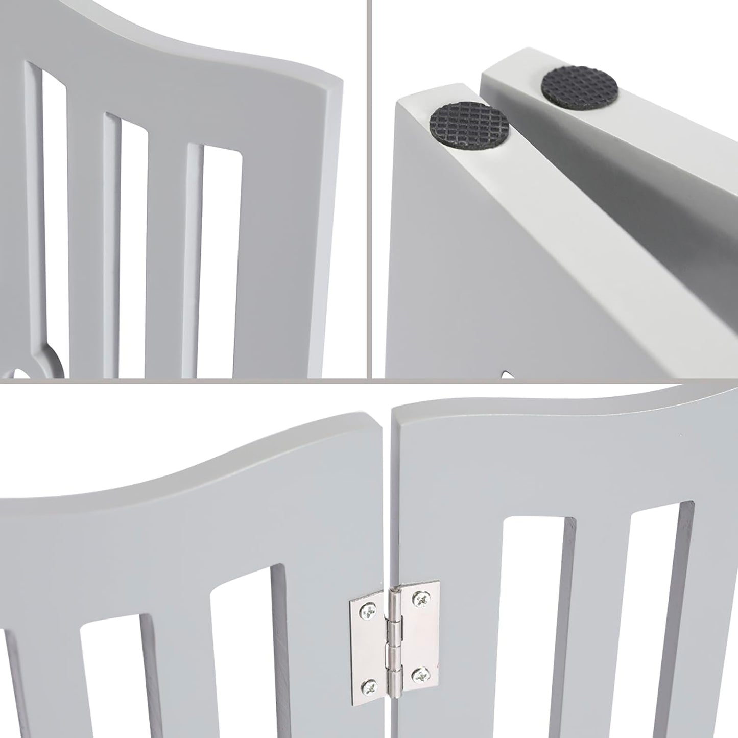 Pet Gate, Wooden Free Standing Dog Gate for Small Dogs and Cats. Great Folding Fence for Doorways, Halls, Stairs. White