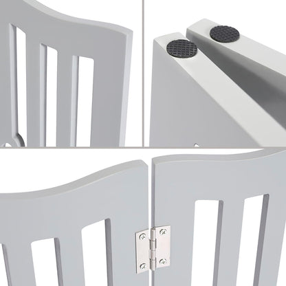 Pet Gate, Wooden Free Standing Dog Gate for Small Dogs and Cats. Great Folding Fence for Doorways, Halls, Stairs. White