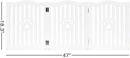 Pet Gate, Wooden Free Standing Dog Gate for Small Dogs and Cats. Great Folding Fence for Doorways, Halls, Stairs. White