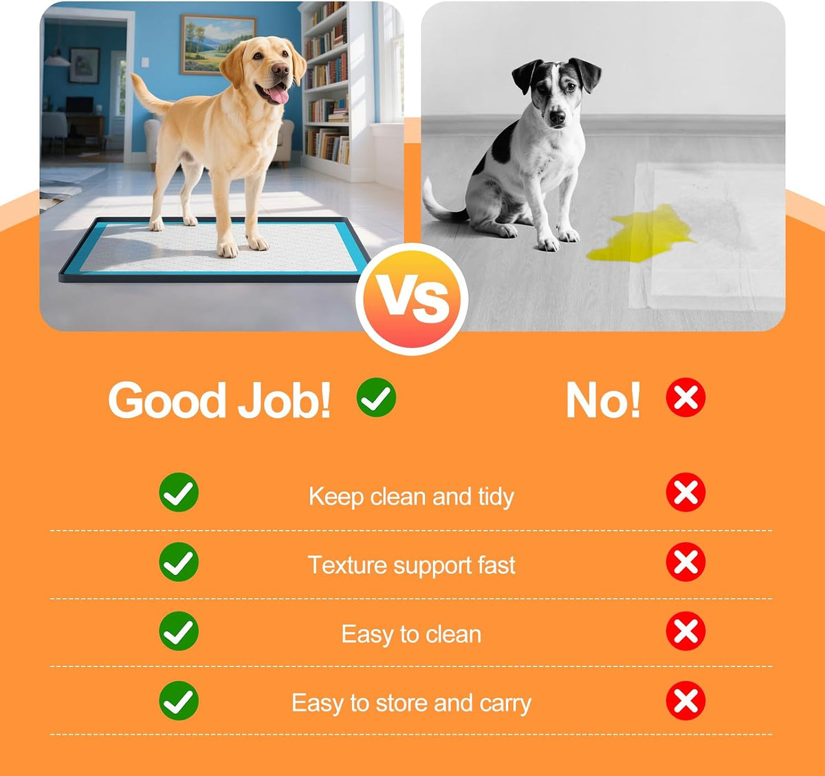 Pee Pad Tray Holder for Dogs,Non-Slip Silicone Dog Puppy Pad Holder,24 x 24 Square Puppy Potty Training Pads,No Spill Raised Lip High Edge,Portable, Leak-Proof Mat Trays for Indoor Floor Protection