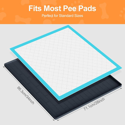 Pee Pad Tray Holder for Dogs,Non-Slip Silicone Dog Puppy Pad Holder,24 x 24 Square Puppy Potty Training Pads,No Spill Raised Lip High Edge,Portable, Leak-Proof Mat Trays for Indoor Floor Protection
