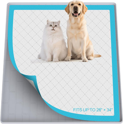 Pee Pad Tray Holder for Dogs,Non-Slip Silicone Dog Puppy Pad Holder,24 x 24 Square Puppy Potty Training Pads,No Spill Raised Lip High Edge,Portable, Leak-Proof Mat Trays for Indoor Floor Protection