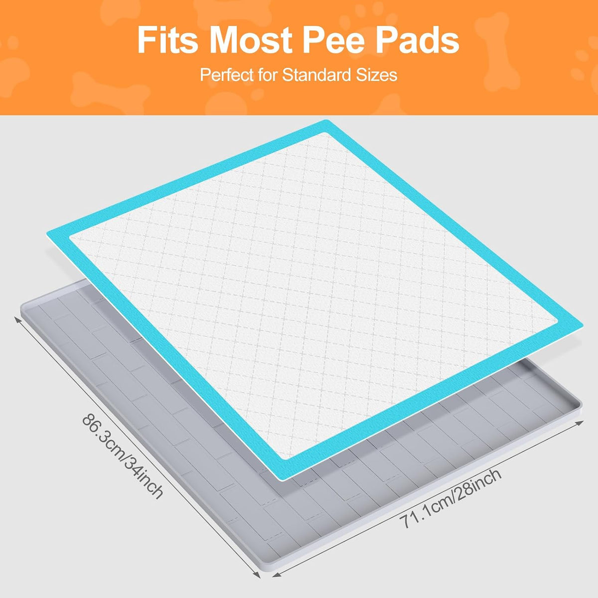 Pee Pad Tray Holder for Dogs,Non-Slip Silicone Dog Puppy Pad Holder,24 x 24 Square Puppy Potty Training Pads,No Spill Raised Lip High Edge,Portable, Leak-Proof Mat Trays for Indoor Floor Protection