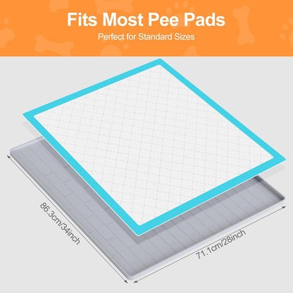 Pee Pad Tray Holder for Dogs,Non-Slip Silicone Dog Puppy Pad Holder,24 x 24 Square Puppy Potty Training Pads,No Spill Raised Lip High Edge,Portable, Leak-Proof Mat Trays for Indoor Floor Protection