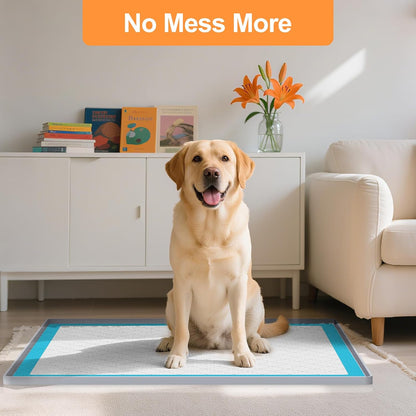 Pee Pad Tray Holder for Dogs,Non-Slip Silicone Dog Puppy Pad Holder,24 x 24 Square Puppy Potty Training Pads,No Spill Raised Lip High Edge,Portable, Leak-Proof Mat Trays for Indoor Floor Protection