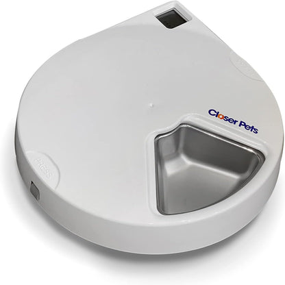 Cat Mate C500 5 Bowl Digital Timer-Controlled Automatic Pet Feeder - 5-Meal Feeder with Stainless Steel Bowl and Ice Packs, Wet or Dry Food, 5 Meals Up To 330 g Each, White