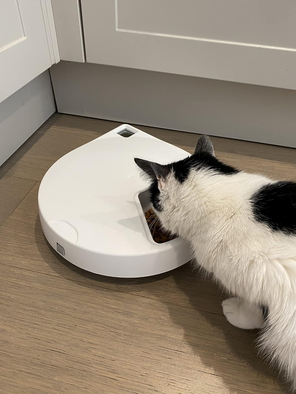 Cat Mate C500 5 Bowl Digital Timer-Controlled Automatic Pet Feeder - 5-Meal Feeder with Stainless Steel Bowl and Ice Packs, Wet or Dry Food, 5 Meals Up To 330 g Each, White