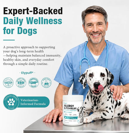 Dog Allergy Chews 130ct - Itch Relief Dog Allergy and Itching Skin Relief Anti Itch Aller Immune Bites for Dogs Licking Paws Treatment - Probiotics Vitamins for Itchy Skin, Ears & Yeast,Chicken Flavor