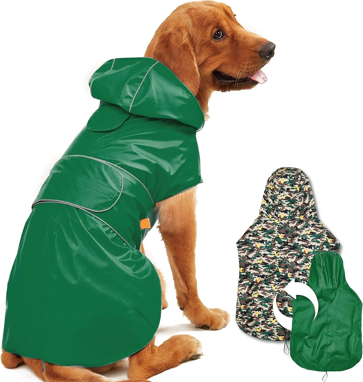 Kimee Dog Raincoat Waterproof Dog Rain Jacket for Small to 3X-Large Dogs, M